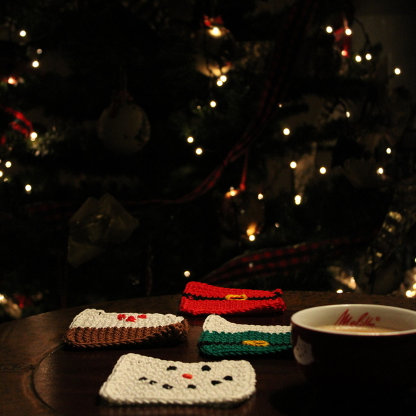 Χριστουγεννιάτικα πλεκτά σουβέρ - σουβέρ, διακοσμητικά, χιονάνθρωπος, χριστουγεννιάτικα δώρα, άγιος βασίλης, είδη κουζίνας - 3