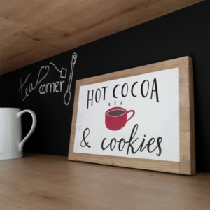 "Hot cocoa & cookies" - Χριστουγεννιάτικη ξύλινη πινακίδα 30 × 20 εκ. - ξύλο, διακοσμητικά, χριστουγεννιάτικα δώρα - 2