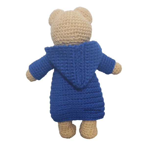 Πλεκτό αρκουδάκι με παλτό και καπέλο - δώρο, λούτρινα, αρκουδάκι, πλεκτή, δώρα για μωρά - 3