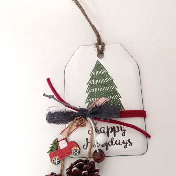 Μεταλικό χριστουγεννιάτικο κρεμαστό διακοσμητικό δέντρο 23*12εκ. - στολίδι, διακοσμητικά, χριστουγεννιάτικα δώρα, δέντρο - 3