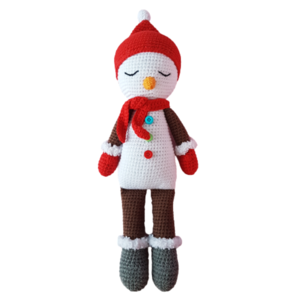 Πλεκτός χιονάνθρωπος 40cm - λούτρινα, δώρα για παιδιά, amigurumi, χιονάνθρωπος, χριστουγεννιάτικα δώρα - 5