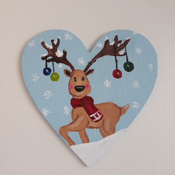 Χριστουγεννιάτικα Στολίδια σε Σχήμα Καρδιάς - ξύλο, στολίδια - 3