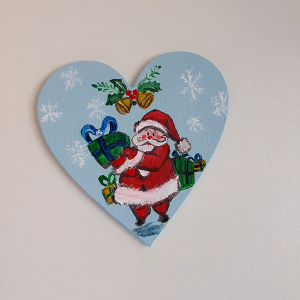 Χριστουγεννιάτικα Στολίδια σε Σχήμα Καρδιάς - ξύλο, στολίδια - 5