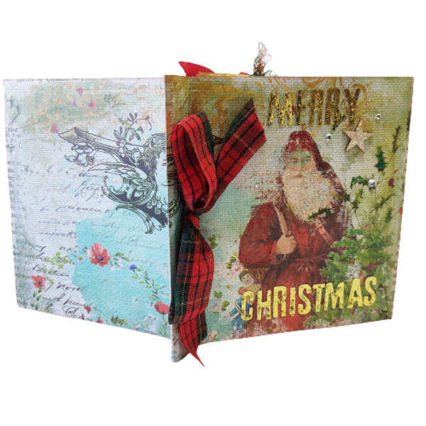 Vintage Χριστουγεννιάτικο άλμπουμ φωτογραφιών - vintage, χειροποίητα, για φωτογραφίες, χριστουγεννιάτικα δώρα, άγιος βασίλης - 3
