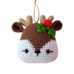Πλεκτό στολίδι ελαφάκι - νήμα, amigurumi, στολίδια