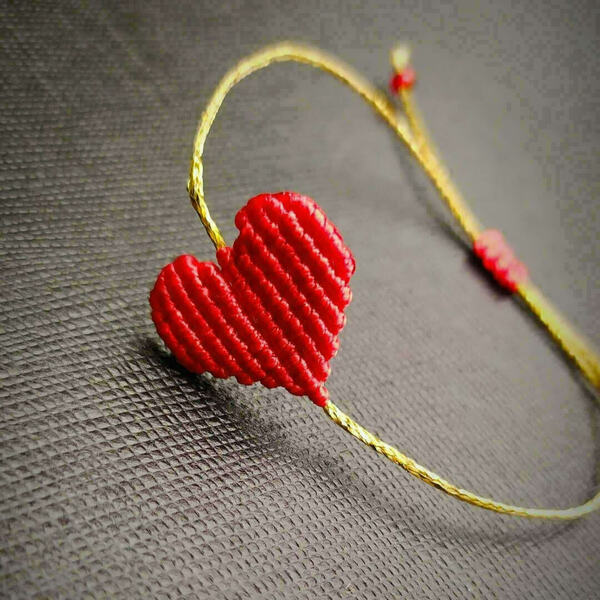 Βραχιόλι καρδιά macrame love - καρδιά, μακραμέ, boho, χεριού, αυξομειούμενα - 2