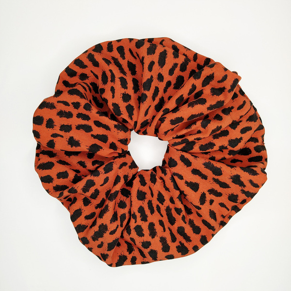 *Orange Leopard* jumbo scrunchie - για τα μαλλιά, λαστιχάκια μαλλιών