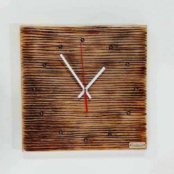 Ξύλινο ρολόι τοίχου με ραβδώσεις-διαστάσεις 29χ29χ2 εκ. - ξύλο, διακόσμηση, τοίχου, πρωτότυπα δώρα