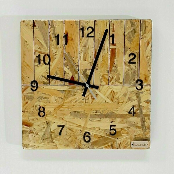 Ρολόι τοίχου με ξύλο OSB σε κομμάτια-διαστάσεις 29χ29χ2 εκ. - ξύλο, διακόσμηση, τοίχου, πρωτότυπα δώρα