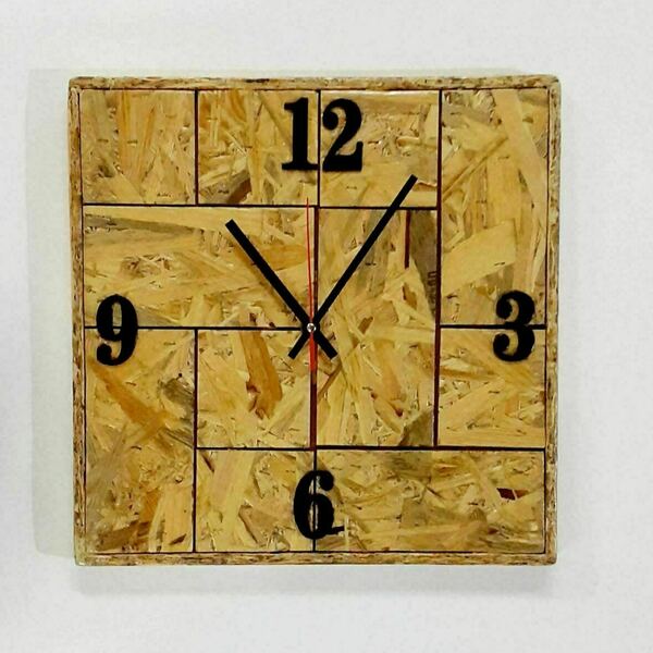 Ρολόι τοίχου με ξύλο OSB σε κομμάτια Νο 2-διαστάσεις 29χ29χ2 εκ. - ξύλο, τοίχου