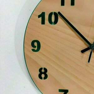 Ξύλινο Στρογγυλό ρολόι τοίχου με πράσινους αριθμούς-διαστασεις 29χ29χ2 εκ. - ξύλο, ρολόι, διακόσμηση, τοίχου, πρωτότυπα δώρα - 2