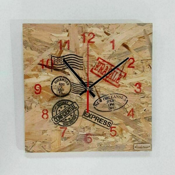 Ξύλινο ρολόι τοίχου ''Stamps''-διαστάσεις 29χ29χ2 εκ. - ξύλο, τοίχου