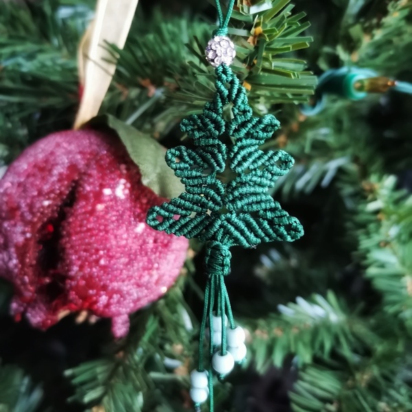 Γούρι 2022, μακραμέ χριστουγεννιάτικο δέντρο στολιδάκι - μακραμέ, χριστουγεννιάτικα δώρα, γούρια, δέντρο - 2