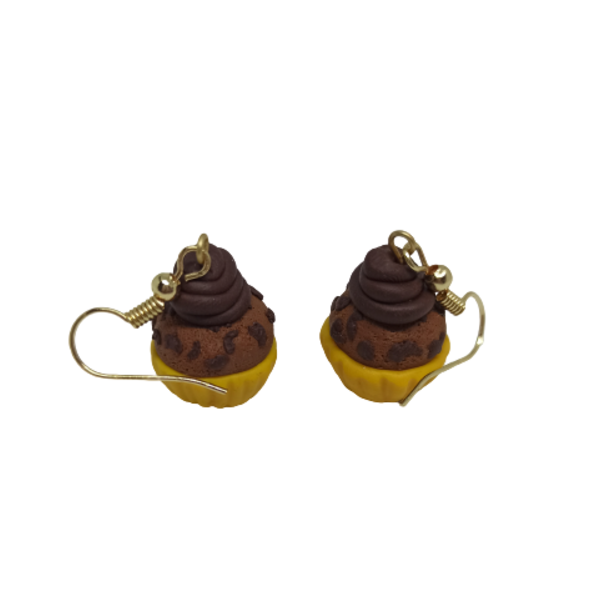 Σκουλαρίκια cupcakes από πολυμερικό πηλό. - πηλός, μικρά, κρεμαστά, faux bijoux