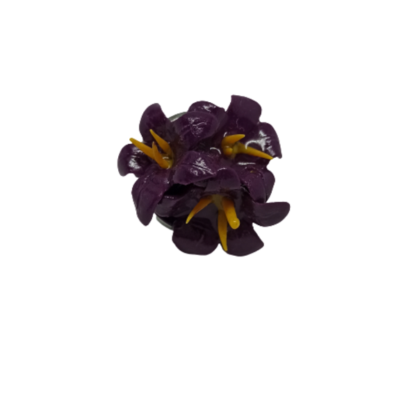 Ατσάλινο δαχτυλίδι με λουλούδια πολυμερικού πηλού. - πηλός, ατσάλι, μεγάλα, αυξομειούμενα, φθηνά