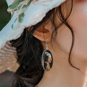 Σκουλαρίκια Girl with a Pearl Earring - ασήμι, χαρτί, κρεμαστά - 3