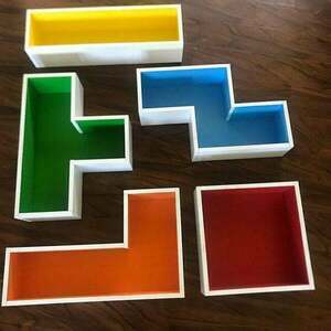 Ράφια τοίχου Tetris από ξύλο Μελαμινης 100cm x 100cm x 15 (Μήκος x Πλάτος x Βάθος) - κορίτσι, αγόρι, δωμάτιο παιδιών - 3