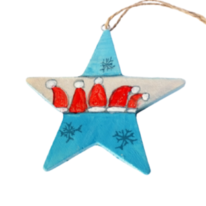Ξύλινο Κρεμαστό Αστέρι - ξύλο, ζωγραφισμένα στο χέρι, αστέρι, στολίδια