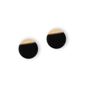 Ξύλινα σκουλαρίκια 1Dot Black - ξύλο, καρφωτά, μικρά, ξύλινα στοιχεία, φθηνά