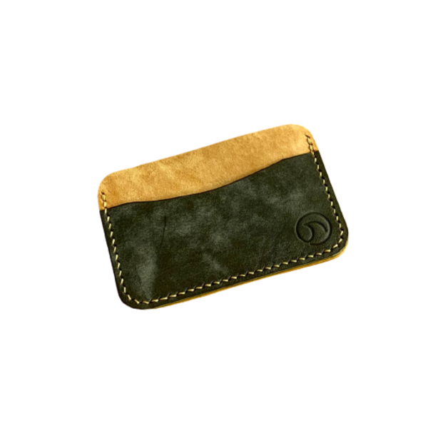 Δερμάτινο πορτοφόλι για κάρτες - Πράσινο & Κίτρινο - δέρμα, πορτοφόλια