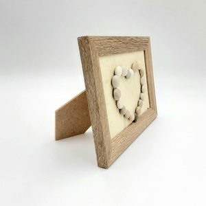 Ξύλινη επιτραπέζια κορνίζα με καρδιά από βότσαλα (18×13cm) - ξύλο, δώρα επετείου, δώρα γενεθλίων, διακοσμητικά, αγ. βαλεντίνου - 3