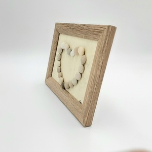 Ξύλινη επιτραπέζια κορνίζα με καρδιά από βότσαλα (18×13cm) - ξύλο, δώρα επετείου, δώρα γενεθλίων, διακοσμητικά, αγ. βαλεντίνου - 4