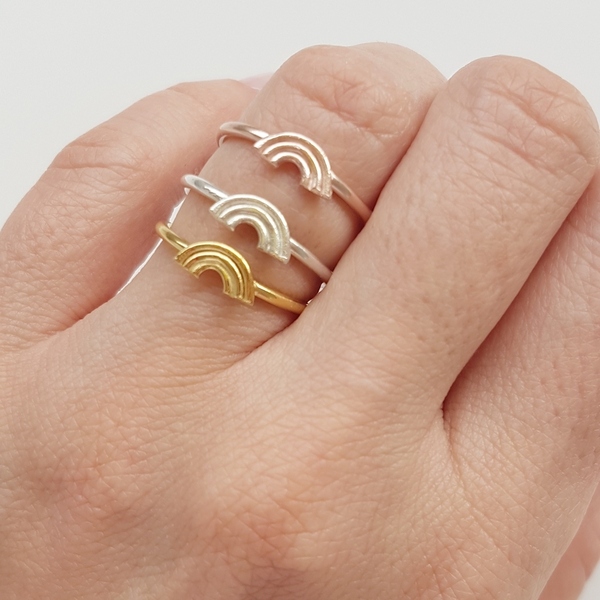 Ασημενιο 925 Δαχτυλιδι Ουράνιο Τοξο | Rainbow Ring | Positive Vibes Ring | Pride Ring - ασήμι, επιχρυσωμένα, βεράκια, μικρά, σταθερά