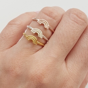Δαχτυλίδι Ουράνιο Τοξο απο Ασήμι 925, Rainbow Ring, Positive Vibes Ring, Pride Ring - ασήμι, επιχρυσωμένα, βεράκια, μικρά, σταθερά