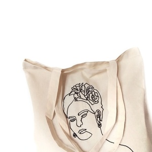 Κεντημένη Τσάντα πολλαπλών χρήσεων - Η ζωγράφος επαναστάτρια - - ύφασμα, ώμου, all day, tote, πάνινες τσάντες - 2