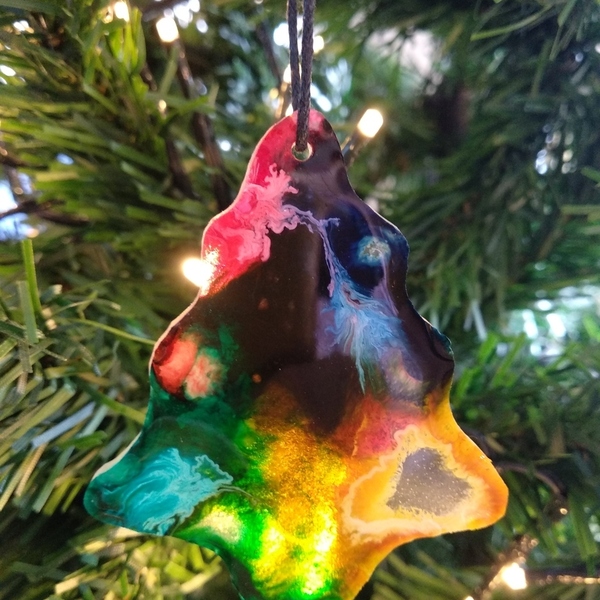 Χριστουγεννιάτικα στολίδια από υγρό γυαλί με χρώματα οινοπνεύματος - γυαλί, χριστουγεννιάτικα δώρα, στολίδια - 3