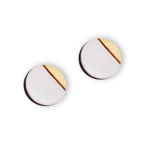 Ξύλινα σκουλαρίκια 1Dot White - καρφωτά, μικρά, ξύλο, φθηνά, minimal