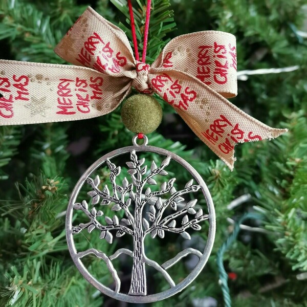 Γούρι 2022, Μεταλλικό δέντρο ζωής & κορδέλα με ευχές - δέντρο της ζωής, χριστουγεννιάτικα δώρα, στολίδια, δέντρο - 3