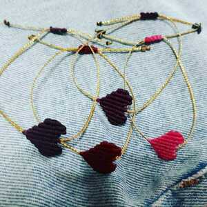 Heart Bracelet - καρδιά, μακραμέ, αυξομειούμενα, φθηνά - 2