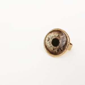 Evel Eye Δαχτυλίδι {white} - αυξομειούμενα, επιχρυσωμένα, μάτι