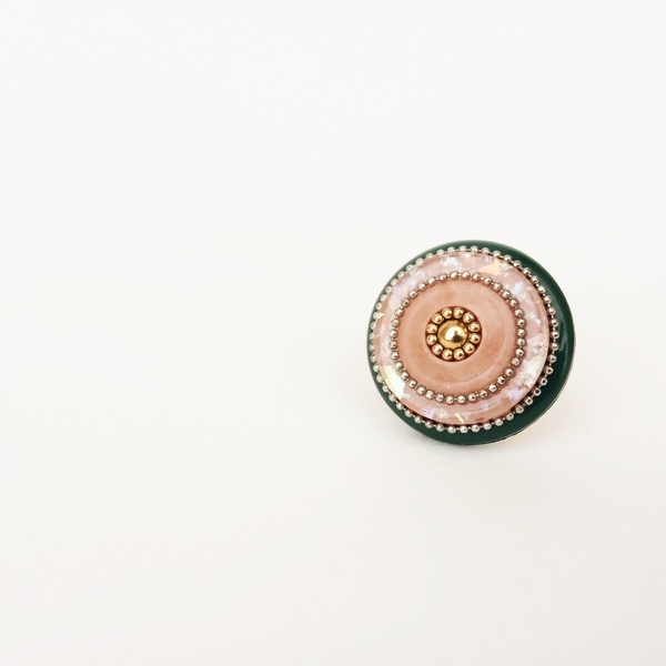 Pink Button Δαχτυλίδι - επιχρυσωμένα, κουμπί, μεγάλα, αυξομειούμενα, φθηνά