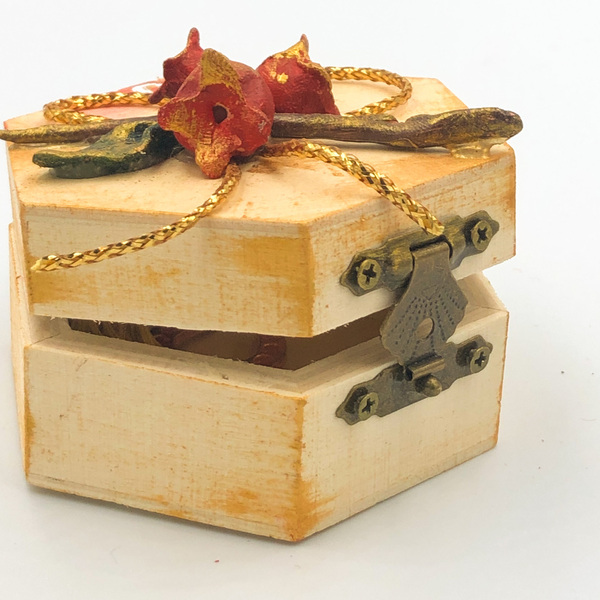 Πολυγωνικό κουτακι γούρι 2021 «ρόδι» - ξύλο, χριστουγεννιάτικο, ρόδι, γούρια - 4