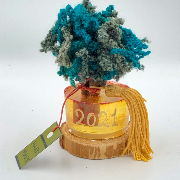 Γούρι Δεντρακι από νήμα 2021 - νήμα, δώρο, χριστουγεννιάτικο, γούρια, δέντρο
