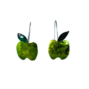 Σκουλαρίκια σφυρήλατα πράσινα μήλα - αλπακάς, δώρο, κρεμαστά - 2