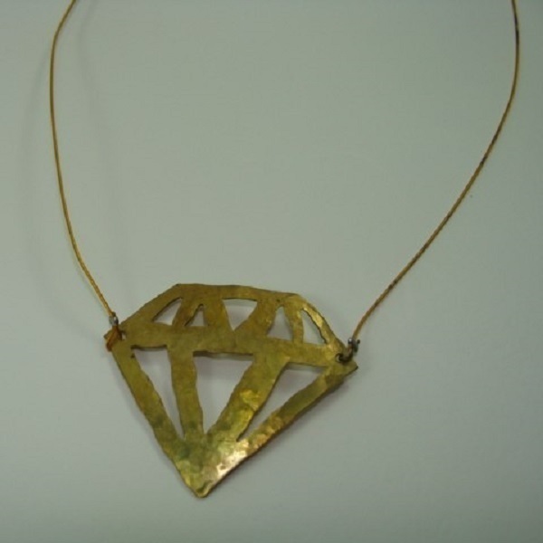 Κρεμαστό χρυσό σφυρήλατο διαμάντι - ορείχαλκος, κοντά - 5