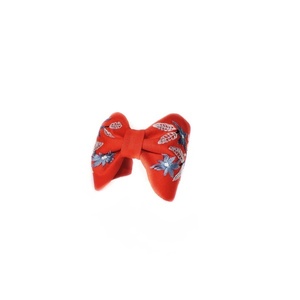 Χειροποίτη φλοράλ στέκα με κέντημα στο χέρι σε κοκκινο λινό ύφασμα / Handmade floral embroidery headband in red linen cloth . - στέκες