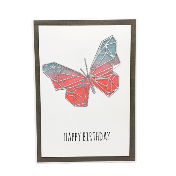 Ευχετήρια κάρτα με Πεταλούδα - βιτρώ, πεταλούδα, γενέθλια, δώρα γενεθλίων