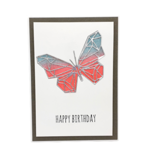 Ευχετήρια κάρτα με Πεταλούδα - βιτρώ, πεταλούδα, γενέθλια, δώρα γενεθλίων