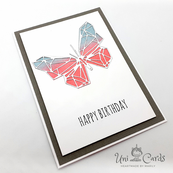 Ευχετήρια κάρτα με Πεταλούδα - βιτρώ, πεταλούδα, γενέθλια, δώρα γενεθλίων - 2