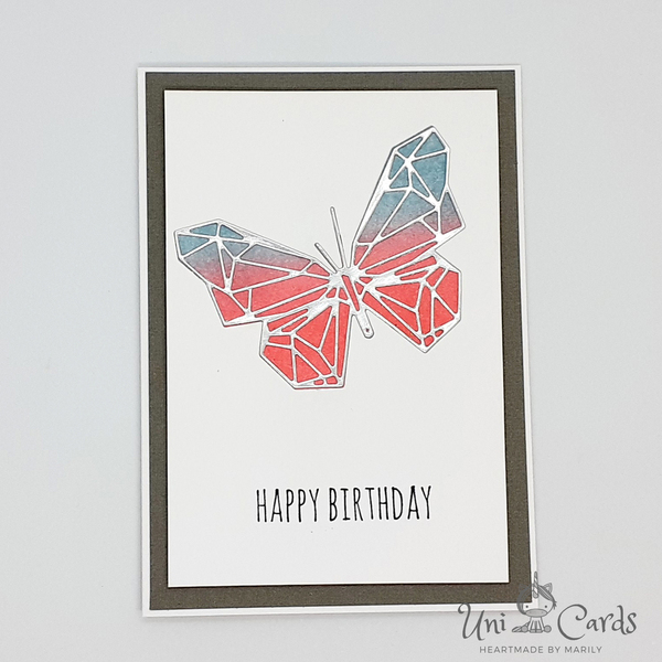 Ευχετήρια κάρτα με Πεταλούδα - βιτρώ, πεταλούδα, γενέθλια, δώρα γενεθλίων - 3