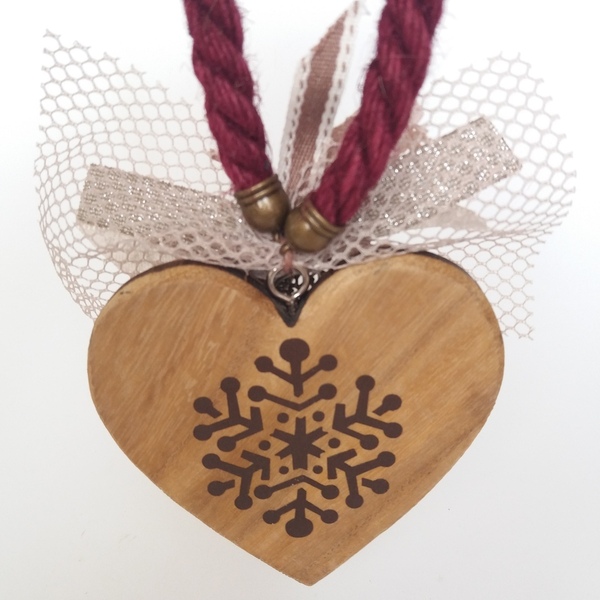 Κρεμαστό ξύλινο χριστουγεννιάτικο διακοσμητικό 23*10*1,5εκ.παχος - ξύλο, καρδιά, διακοσμητικά, χριστουγεννιάτικα δώρα, στολίδι δέντρου - 3