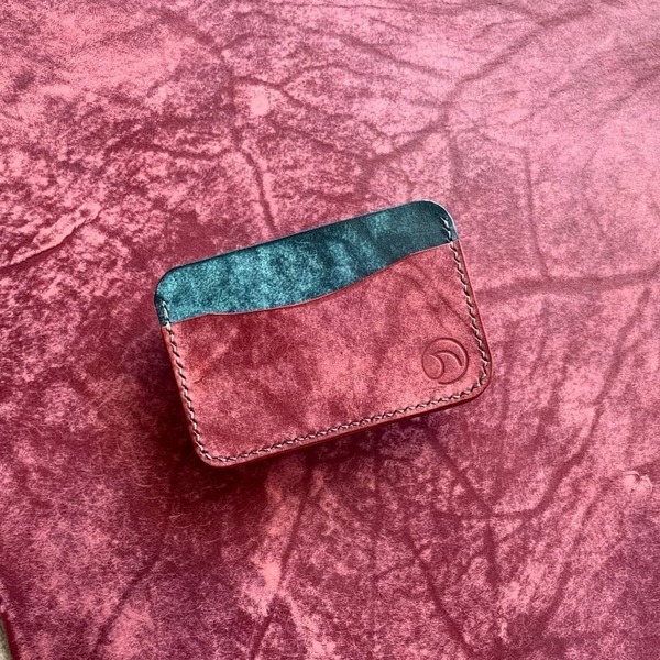 Δερμάτινο πορτοφόλι για κάρτες - Μπορντώ & Τιρκουάζ - πορτοφόλια - 2