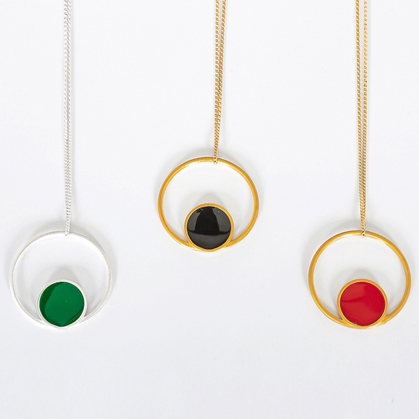 Color Circle Necklace -Χειροποίητο επάργυρο και επίχρυσο μενταγιόν με διάφορα χρώματα! - επιχρυσωμένα, ασήμι 925, γεωμετρικά σχέδια, μακριά