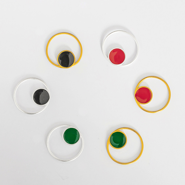 Color Circle Necklace -Χειροποίητο επάργυρο και επίχρυσο μενταγιόν με διάφορα χρώματα! - επιχρυσωμένα, ασήμι 925, γεωμετρικά σχέδια, μακριά - 4