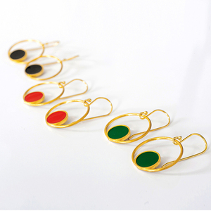 Color Circle Earrings- Χειροποίητα επάργυρα ή επίχρυσα σκουλαρίκια - ασήμι, επιχρυσωμένα, γεωμετρικά σχέδια, boho, κρεμαστά