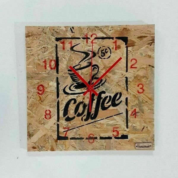 Ξύλινο ρολόι τοίχου ''Coffee''-διαστάσεις 29χ29χ2 εκ. - ξύλο, τοίχου